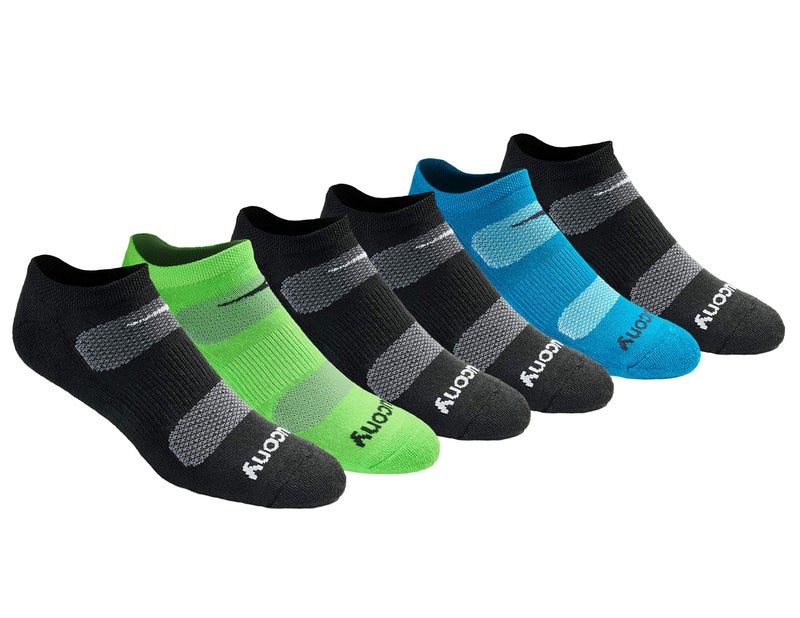 Saucony Mens RunDry Mesh Ventilating Comfort Fit Performance NoShow Socks Available in MXXL 6 12 18 Black Fashion 6 Pairs XXLarge