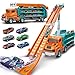 ShyLizard Toddler Car Truck ToysCar Carrier Truck Toy for Kids Age 35 48Foldable Car Track Sets with 28Ft Race Track and 6 DieCast Race Cars Truck Toys Gifts for 3 4 5 6 7 8 Year Old Boys Girlsorange - Image 3
