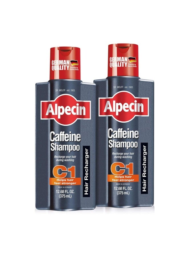 Alpecin C1 Caffeine Shampoo 12.68 fl oz (Pack of 2) I Hair Performance Enhancer I Promotes Natural Hair Growth and Thickness I Energizes Scalp