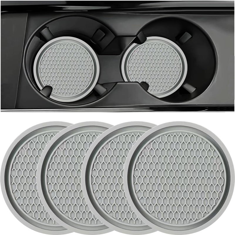 Zsdy Car Cup Coaster  4Pcs Universal Auto Non-Slip Cup Holder Embedded In Ornaments Silicone Coaster  Car Interior Accessories Sets  Grey - Image 1