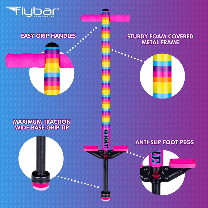 Flybar Foam Jolt Pogo Stick for Kids Ages 6+, 40 to 80 Pounds, Perfect for Beginners (Rainbow) - Image 4