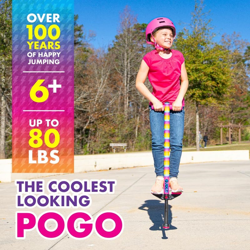 Flybar Foam Jolt Pogo Stick for Kids Ages 6+, 40 to 80 Pounds, Perfect for Beginners (Rainbow) - Image 2