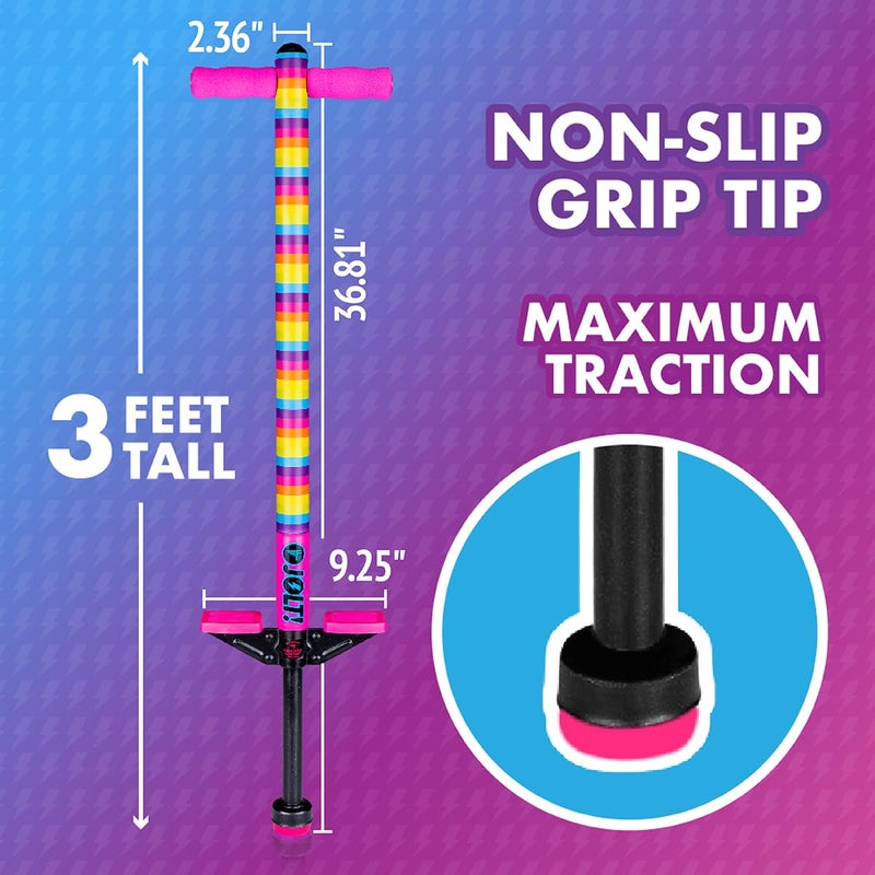 Flybar Foam Jolt Pogo Stick for Kids Ages 6+, 40 to 80 Pounds, Perfect for Beginners (Rainbow) - Image 5