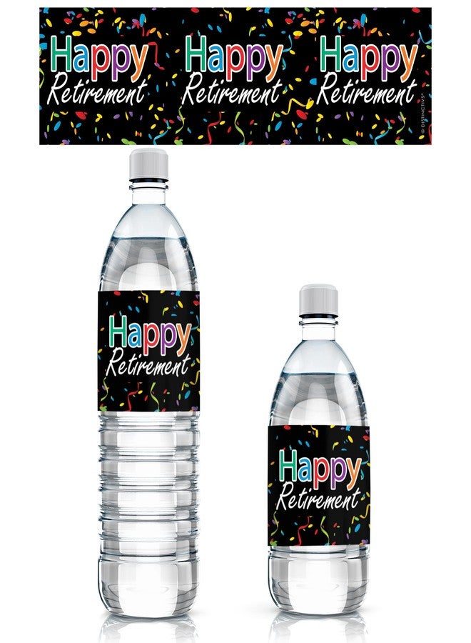 DISTINCTIVS Happy Retirement Party Water Bottle Labels - 20 Waterproof Stickers - Retirement Party Decorations - Image 1