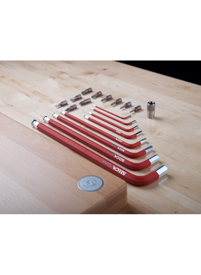 SILCA مجموعة مفاتيح ألين SILCA HX-ONE المنزلية | مجموعة أدوات L - Wrench | فولاذ سويسري مطلي بالملمس | سائق مغناطيسي 6 مم لقطع 1/4" المضمنة | مقاييس HEX/TORX | صندوق خشبي مشغول بتقنية CNC - Image 3
