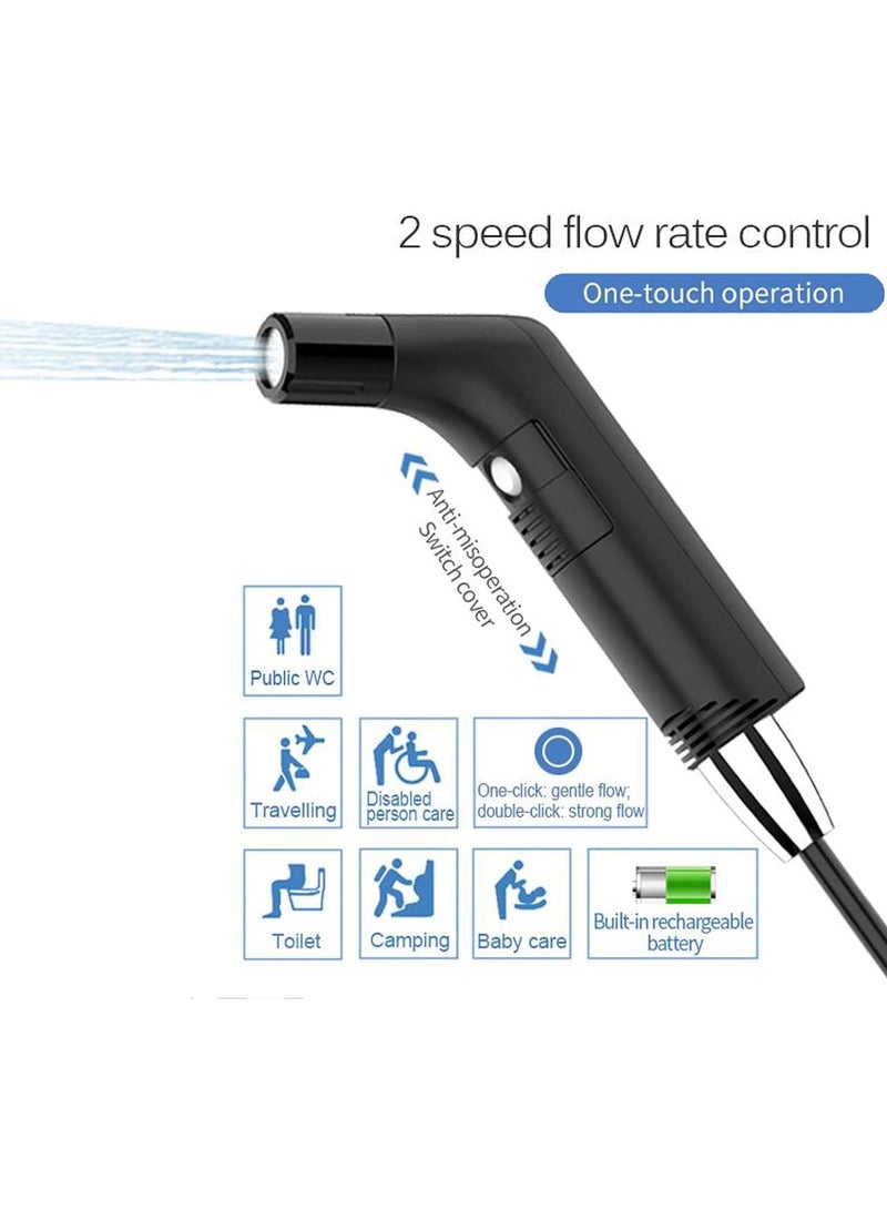 Portable Travel Bidet Electric Rechargeable Handheld Personal Bidet Sprayer for Hygiene Cleaning for Toilet with 2.3 liters Water container (Black) - Image 3
