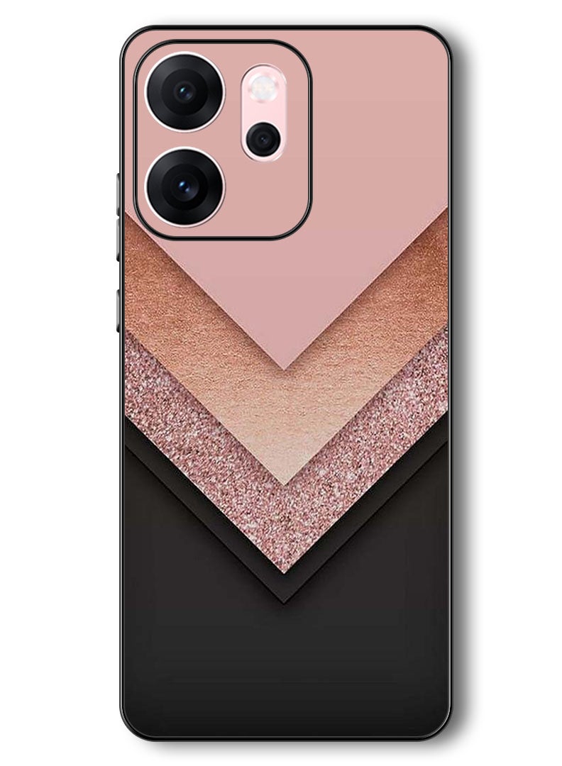 Theodor Case Compatible with Oppo Reno 14 F 6.57 Inch Protection Shockproof Bumper Cover Black Golden & Pink - Image 1