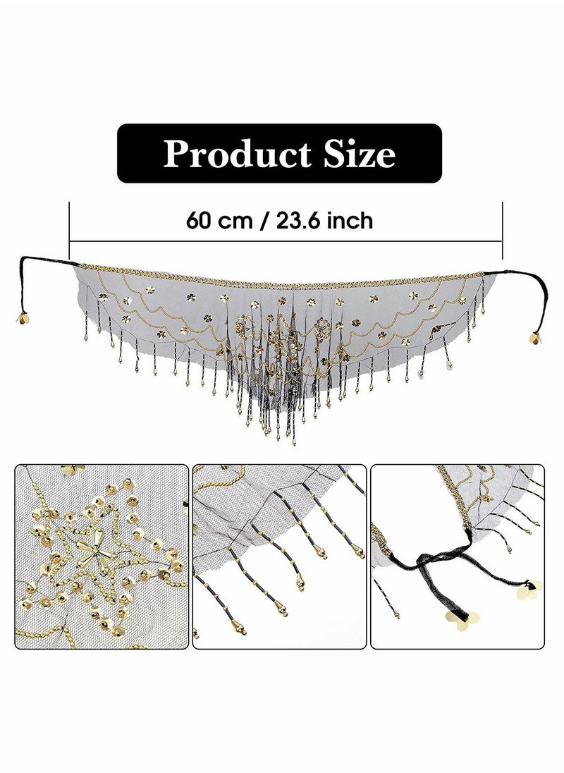 KASTWAVE - Women Belly Dance Face Veil, Belly Dance Face Veil Beads Sequins - Image 1