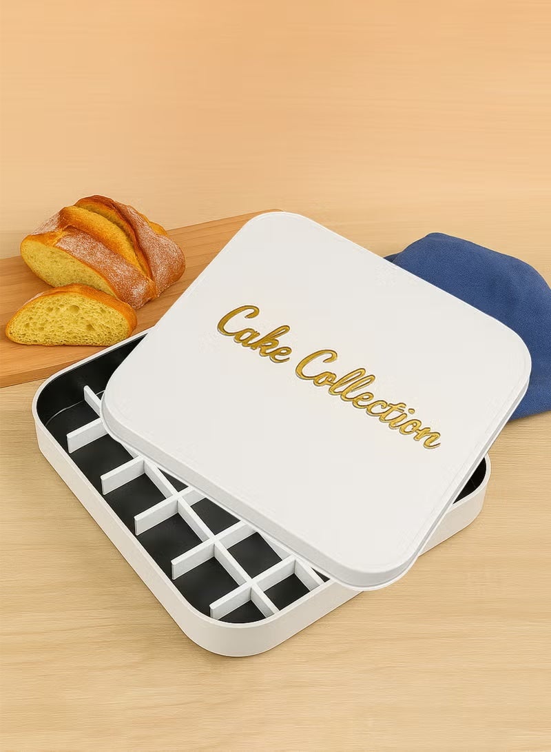 PHISMA Dessert Baking Box, Container Non-Stick Cake Series, Square Cake Container with Plastic Partition，Cake cutter or divider-Square pure white - Image 3