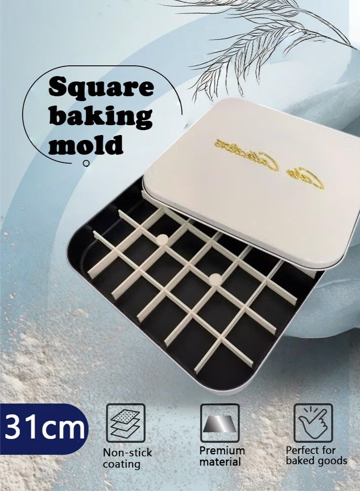 PHISMA Dessert Baking Box, Container Non-Stick Cake Series, Square Cake Container with Plastic Partition，Cake cutter or divider-Square pure white - Image 2