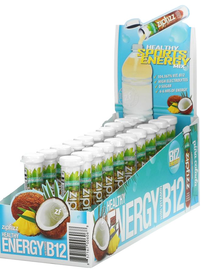 Zipfizz Healthy Energy With Vitamin B12 Pina Colada 20 Tubes 0.39 oz (11 g) Each