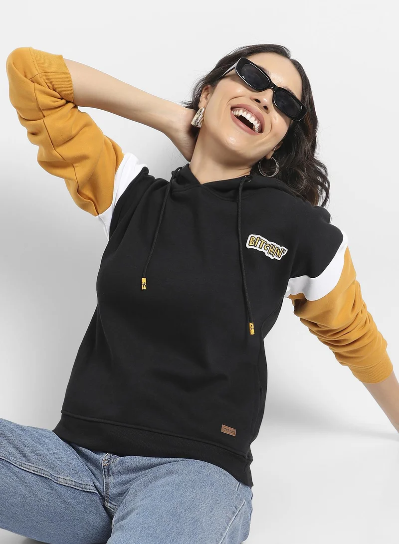 Pinacolada  Women's Multicolour Boxy Colourblock Hoodie With Ribbed Hem for Women | Best Price UAE
