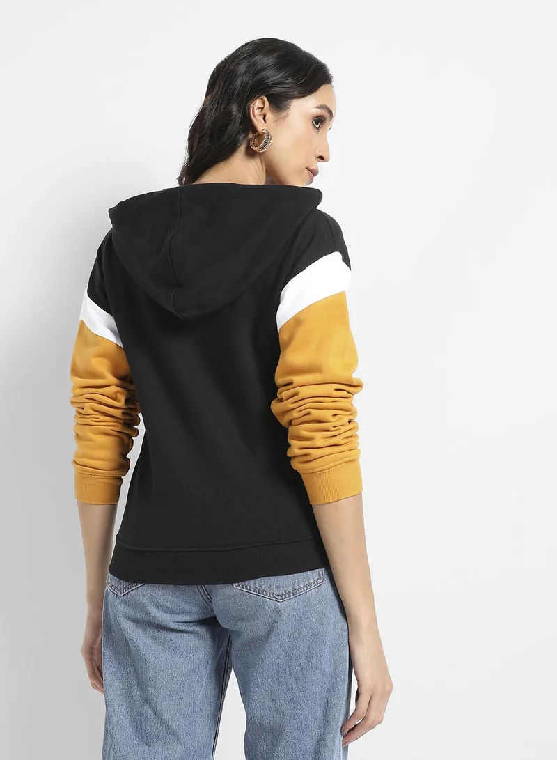 Pinacolada  Women's Multicolour Boxy Colourblock Hoodie With Ribbed Hem for Women | Best Price UAE