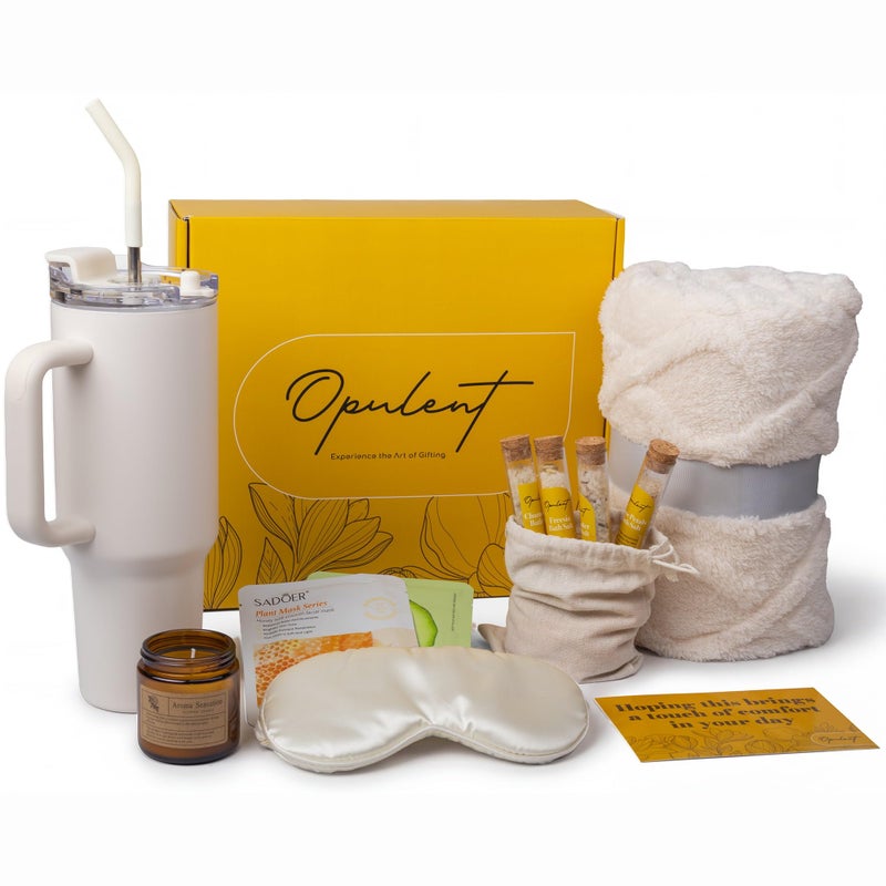 Opulent Luxury Self Care Gifts for Women - Hug in a Box Comfort Care Package - Spa Gift Set with 40 oz Tumbler & Cozy Blanket - Ideal for Get Well, Thinking of You, Birthday, Sympathy & Corporate - Image 1