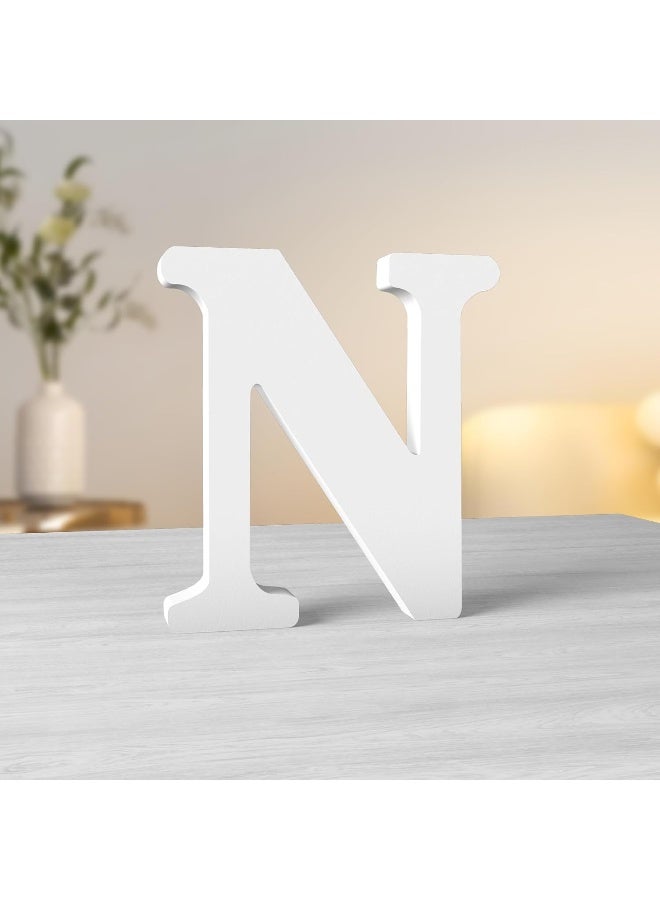 TPGP 6 Inch White Wood Letters Unfinished Wood Letters for Wall Decor Decorative Standing Letters Slices Sign Board Decoration for Craft Home Party Projects (N) - Image 1
