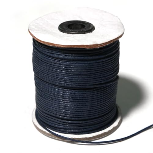 Embroiderymaterial Cotton Wax Thread Cord For Jewellery And Craft Making Purpose Dark Blue Color 90 Meter 2Mm, 1 Count - Image 1