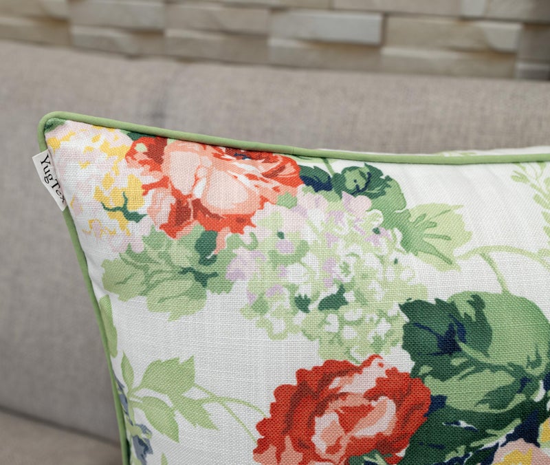 YugTex Botanical Print Throw Pillow Cover - 20x20 Inch Cotton Blend - Shreyas Floral - Image 4