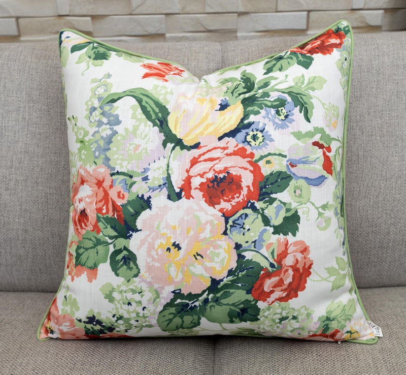 YugTex Botanical Print Throw Pillow Cover - 20x20 Inch Cotton Blend - Shreyas Floral - Image 1