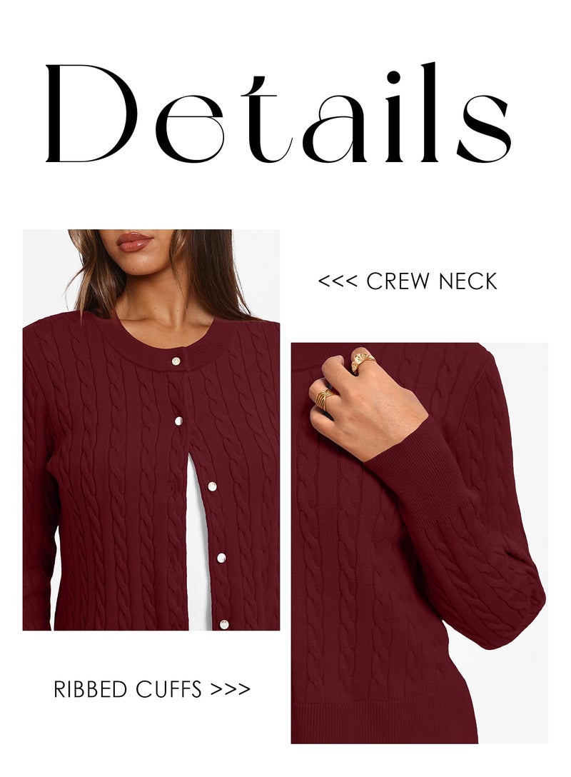 Darong Women's Winter Trendy Button Down Open Front Cardigan Sweaters Knit Coats Fall Fashion Clothes 9129 Wine Red S - Image 4