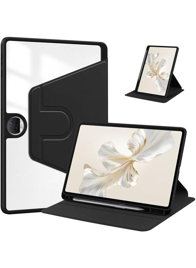 General Tablet Cover Clear Back Case Compatible with Honor Pad 9 12.1inch with Pen Holder, Swivel Stand Folio Flip Smart Tablet Cover Auto Sleep/Wake Tablet Case  - Image 1
