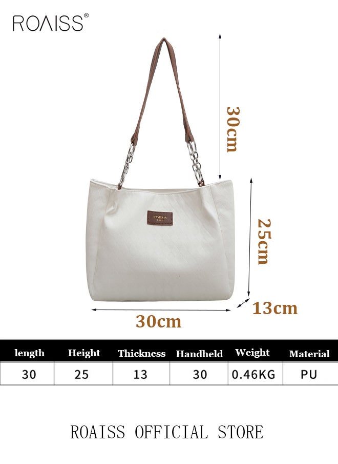 Women Leather Tote Bag Ladies Geometric & Letter Embossed Twilly Shoulder Tote Bag Women's Large Capacity Commuter Shoulder Bag - pzsku/Z2746319C75CF3D389645Z/45/_/1728980206/1905e6d5-e04b-41f4-a81e-38889d638477