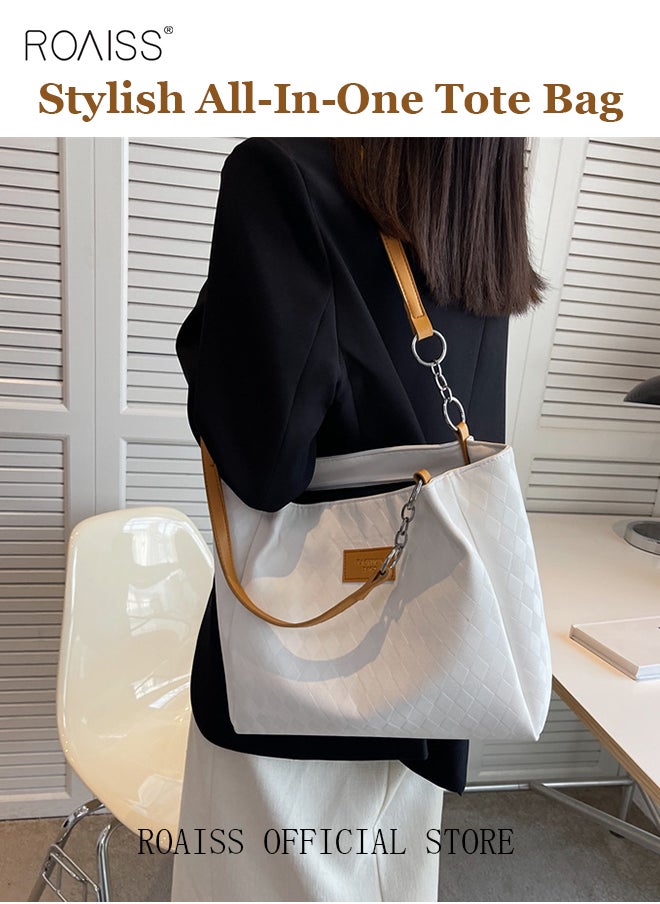 Women Leather Tote Bag Ladies Geometric & Letter Embossed Twilly Shoulder Tote Bag Women's Large Capacity Commuter Shoulder Bag - pzsku/Z2746319C75CF3D389645Z/45/_/1728980261/2b75d02a-15b4-414e-b418-4ab4effdc28e