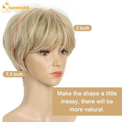 QUEENTAS Short Blonde Wig,Pixie Cut Wigs for White Women with Bangs Pixie Layered Short Hair Wigs for Women Synthetic Hair Daily Use Cosplay(Light Golden Blonde) - Image 3