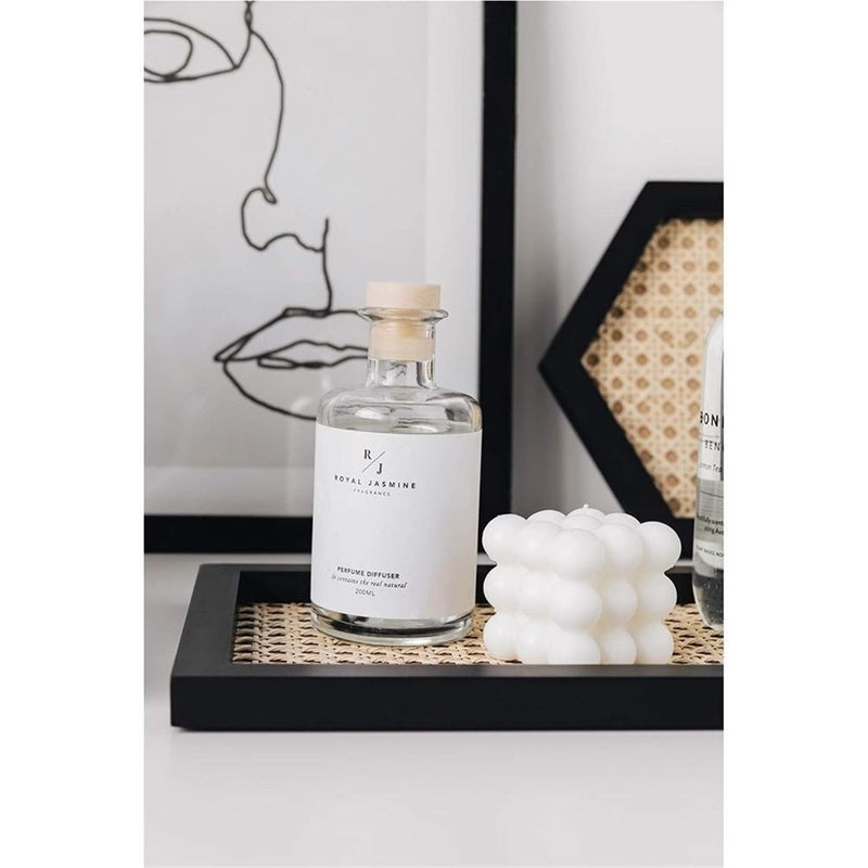 Home simple Japanese style wooden tray perfume jewelry storage tray solid wood frame bamboo rattan decorative tray Color:Wood color rectangle - Image 5