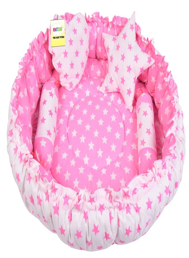 Kwitchy سرير أطفال كويتشي قابل للعكس للمواليد الجدد | طقم مفروشات | حامل | قطن | أطفال رضع | جميع المنتجات | هدية | أساسيات (0-6 أشهر) (نجمة وردية) - Image 1