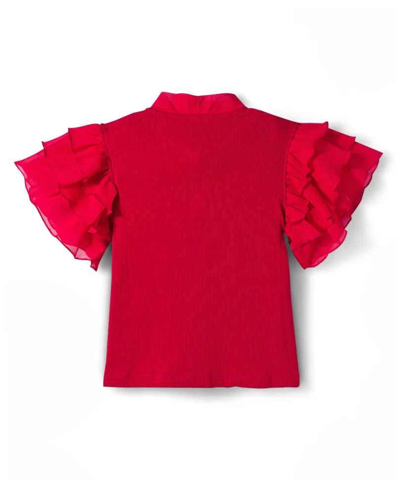 Pine Kids Pine Kids Cotton Lycra Knit Half Sleeves Solid Top - Red