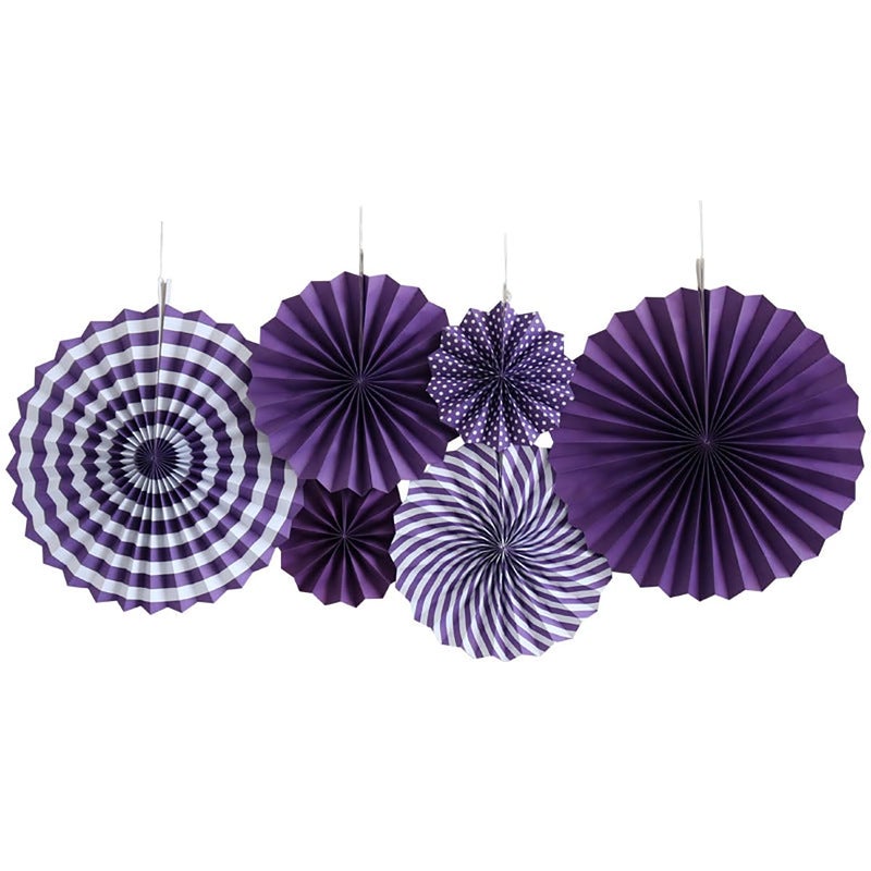SYGA 6 Pieces of Paper Flower Fan Decoration Background Wall DIY Paper Fan Flower Ball SetPurple - Image 1