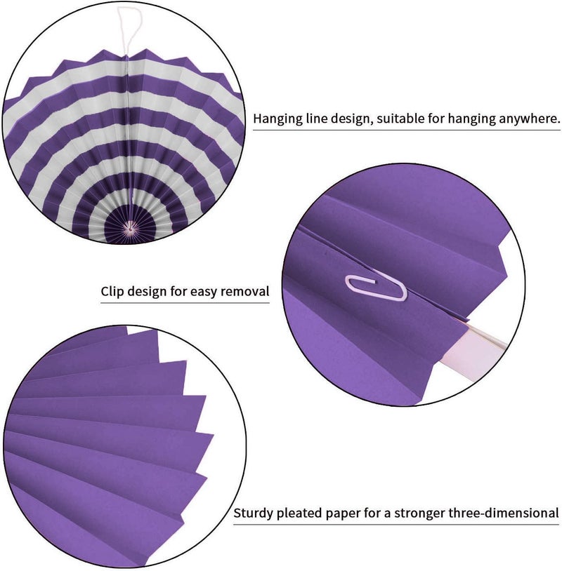 SYGA 6 Pieces of Paper Flower Fan Decoration Background Wall DIY Paper Fan Flower Ball SetPurple - Image 4