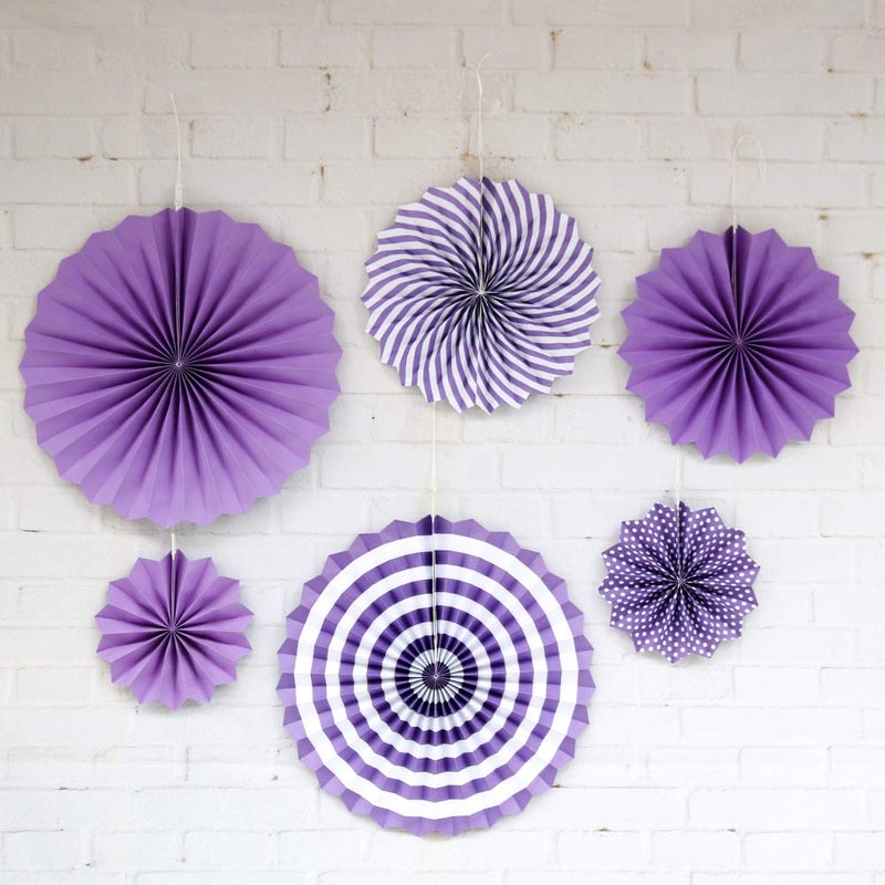 SYGA 6 Pieces of Paper Flower Fan Decoration Background Wall DIY Paper Fan Flower Ball SetPurple - Image 3