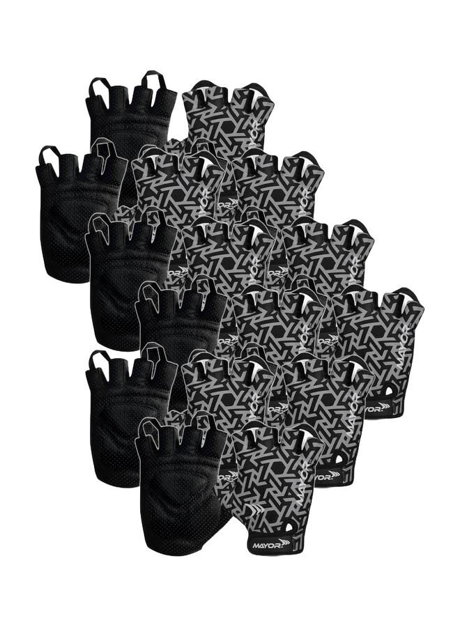 Mayor Bundle Of 10 Mayor Venus Gym & Fitness Gloves for Men & Women – Grey/Black, Free Size - Image 1