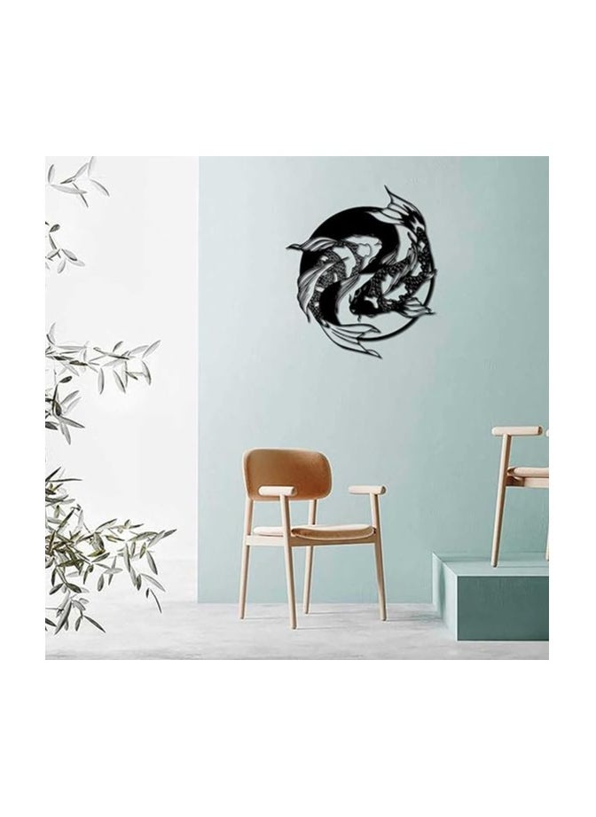 MIRFA Wooden Wall Art With Self Adhesive Base - Black (Koi Yin Yang Fish)  - Image 5