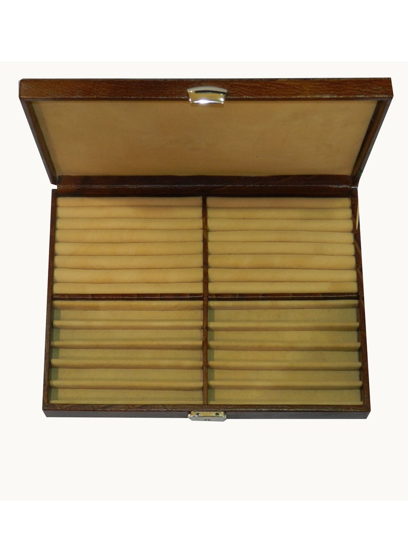 LAVERI LEATHER Laveri 10 Piece Genuine Leather Pen  Case Storage and Fountain Pen , Chain, Braslets ,Ring And Cufflinks Organizer Box with Key Lock  - Image 3