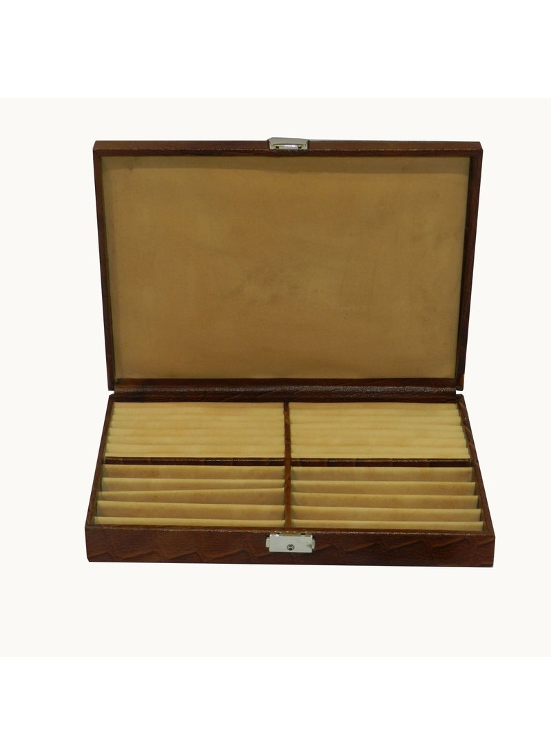 LAVERI LEATHER Laveri 10 Piece Genuine Leather Pen  Case Storage and Fountain Pen , Chain, Braslets ,Ring And Cufflinks Organizer Box with Key Lock  - Image 1