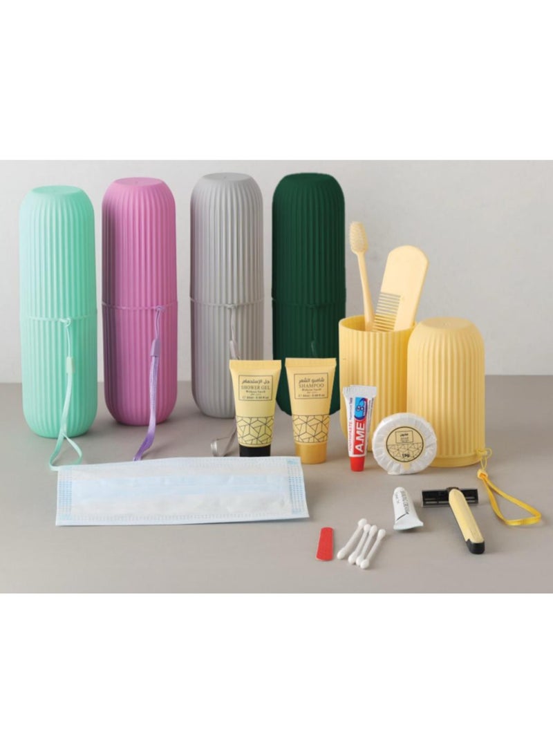 أتش أس أن مجموعة العناية الشخصية مناسبة للحج والعمرة/للسفر، غير معطرة، 12 قطعة لون أخضر فاتح - التفاصيل في الوصف