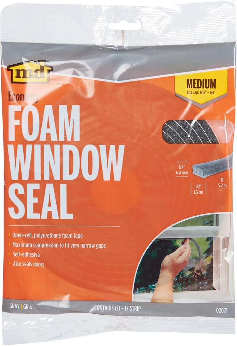 M-D Building Products 02071 Low Density Foam Tape - 1/4-Inch by 1/2-Inch by 17-Feet, Gray - Image 4