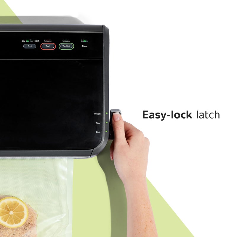 FoodSaver آلة ختم الطعام فود سيفر، اكتشاف الأكياس التلقائي، مناسبة للسوس فيد، مع أكياس الختم، لفة، آلة ختم فراغ محمولة، سوداء - Image 4