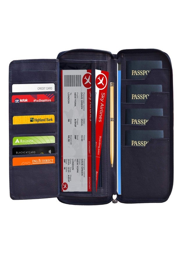 ABYS حامل بطاقات/محفظة/حامل جواز سفر من الجلد الطبيعي من ABYS، باللونين الكحلي والبني، للنساء والفتيات - Image 2