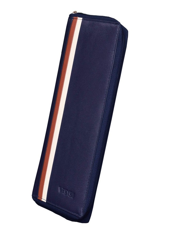 ABYS حامل بطاقات/محفظة/حامل جواز سفر من الجلد الطبيعي من ABYS، باللونين الكحلي والبني، للنساء والفتيات - Image 1