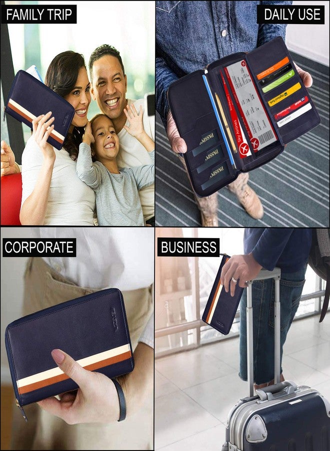 ABYS حامل بطاقات/محفظة/حامل جواز سفر من الجلد الطبيعي من ABYS، باللونين الكحلي والبني، للنساء والفتيات - Image 5