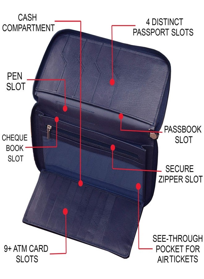 ABYS حامل بطاقات/محفظة/حامل جواز سفر من الجلد الطبيعي من ABYS، باللونين الكحلي والبني، للنساء والفتيات - Image 4
