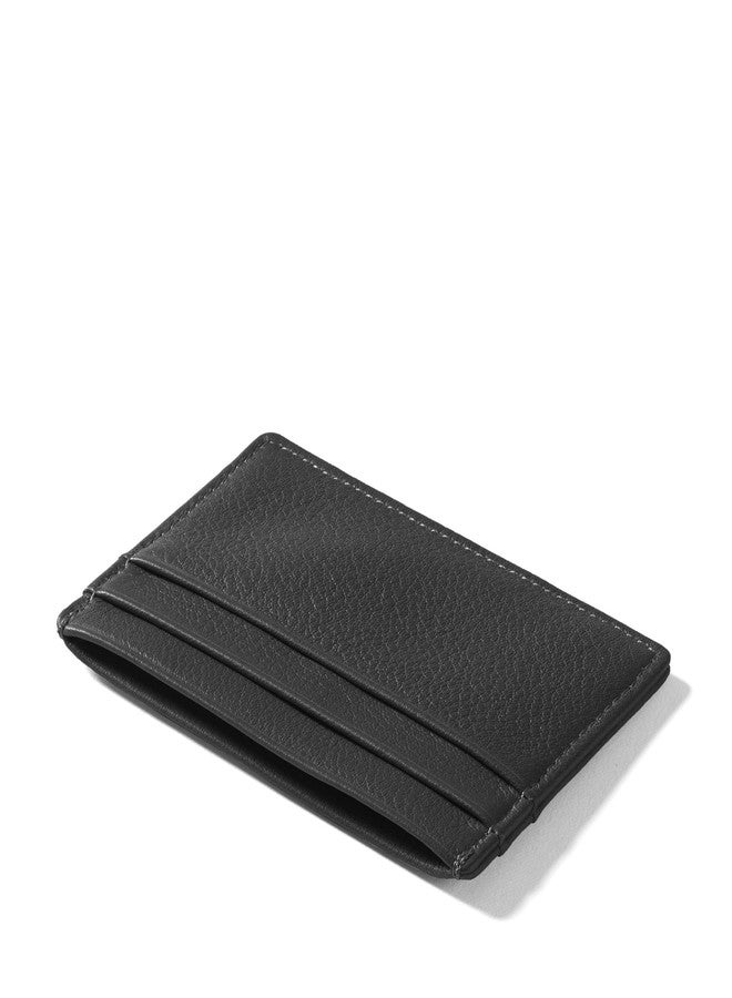 Leatherology Black Onyx Men's Slim Credit Card Case Wallet - 4 credit card slots, center pocket for cash or receipts, slim silhouette design - Image 3