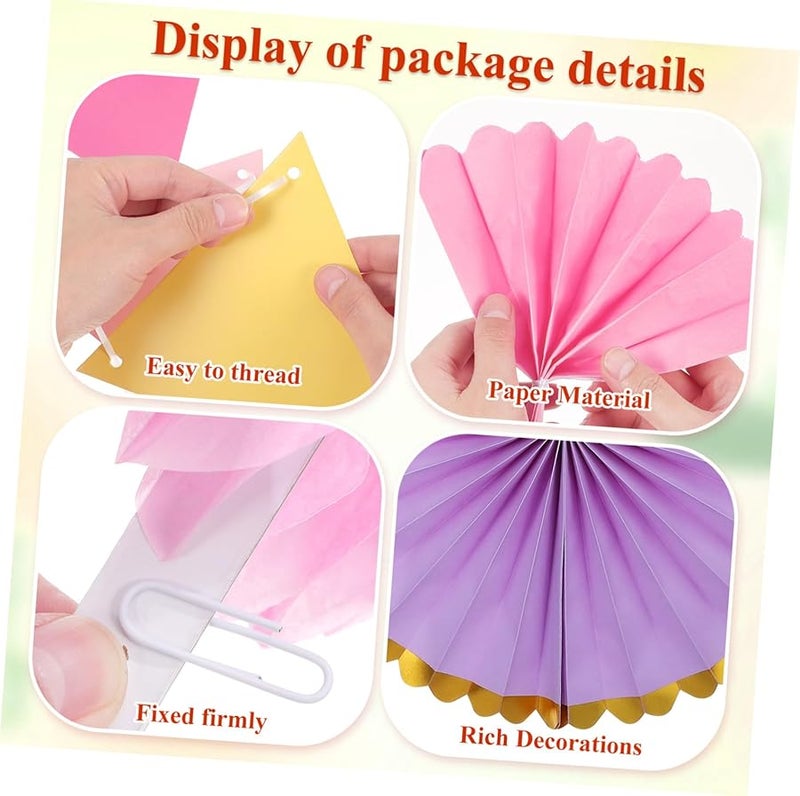 Pastel Paper Fan And Pom Pom Party Decorations For Birthday Classroom Celebrations - Image 4