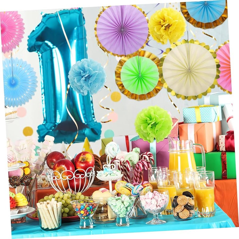 Pastel Paper Fan And Pom Pom Party Decorations For Birthday Classroom Celebrations - Image 3