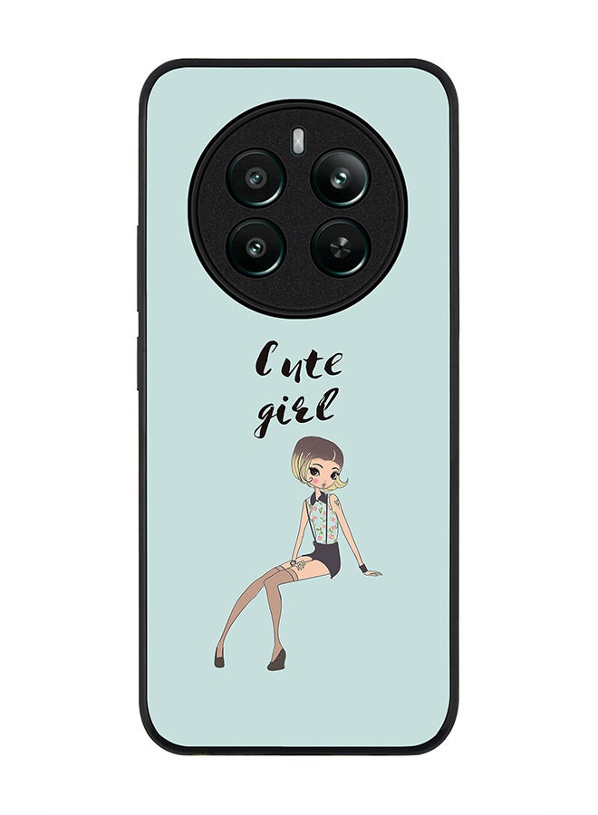 Stylizedd Rugged Black edge case for Realme 12 Plus 5G / Realme 12 4G, Slim fit Soft Case Flexible Anti Drop TPU Gel Thin Cover -  Shy Cute Girl - Image 1