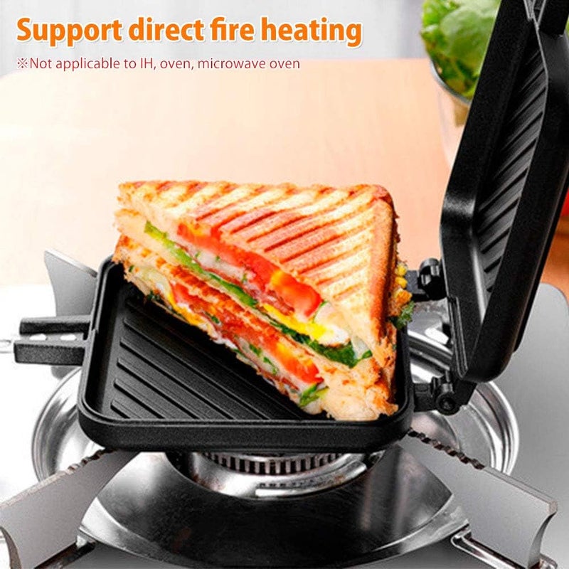 MEETOZ Breakfast Sandwich Maker, Non-Stick Grilled Sandwich & Panini Maker with Anti-Scalding Handle, Fast Breakfast Pan, Double Sided Baking Pan for Home & Camping - Image 4