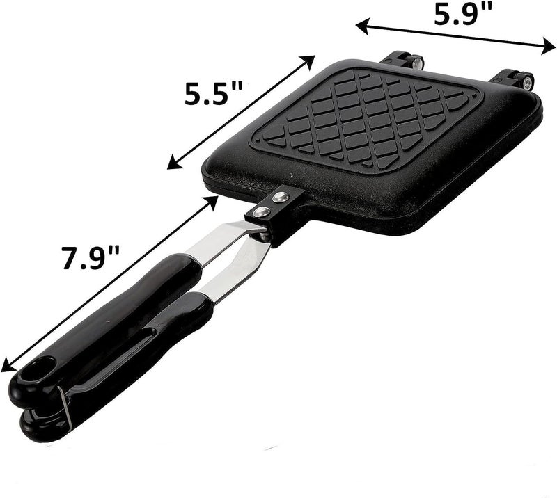 MEETOZ Breakfast Sandwich Maker, Non-Stick Grilled Sandwich & Panini Maker with Anti-Scalding Handle, Fast Breakfast Pan, Double Sided Baking Pan for Home & Camping - Image 2